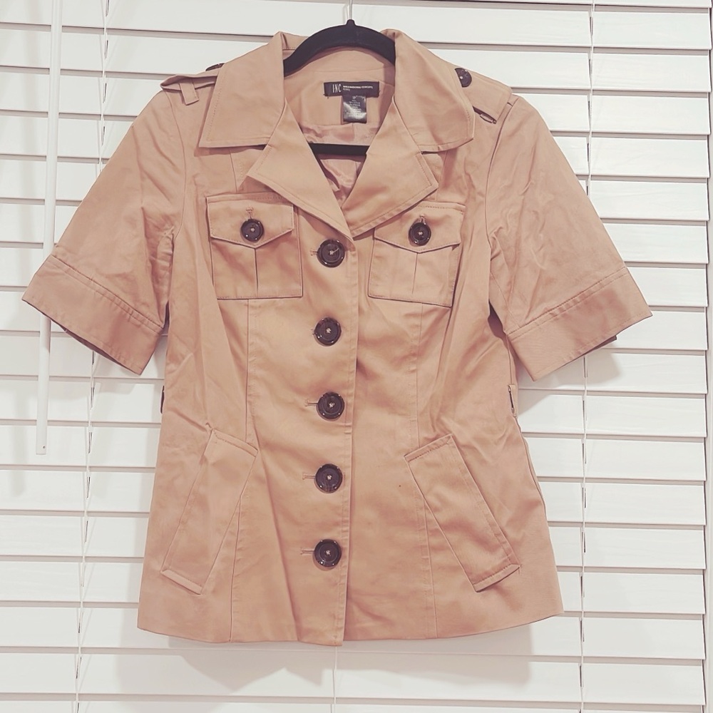 INC International Concepts Beige classic work blouse, size 2P